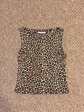 Gaze Leopard Print Tank Top - Tan & Black